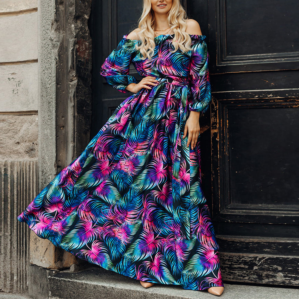 Women's Floral Printed Off-Shoulder Dress
