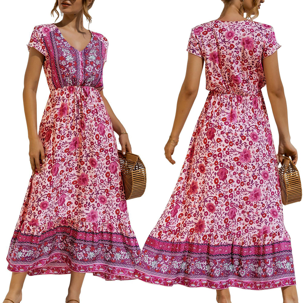 Women's Bohemian Floral Print Dress