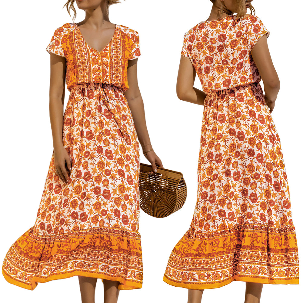 Women's Bohemian Floral Print Dress