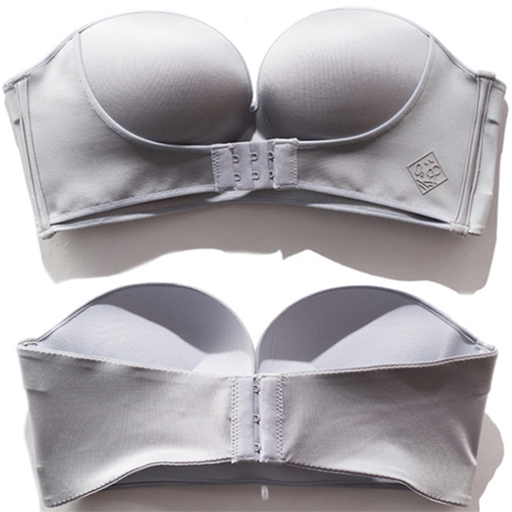 Women Strapless Push-Up Bras-Gray