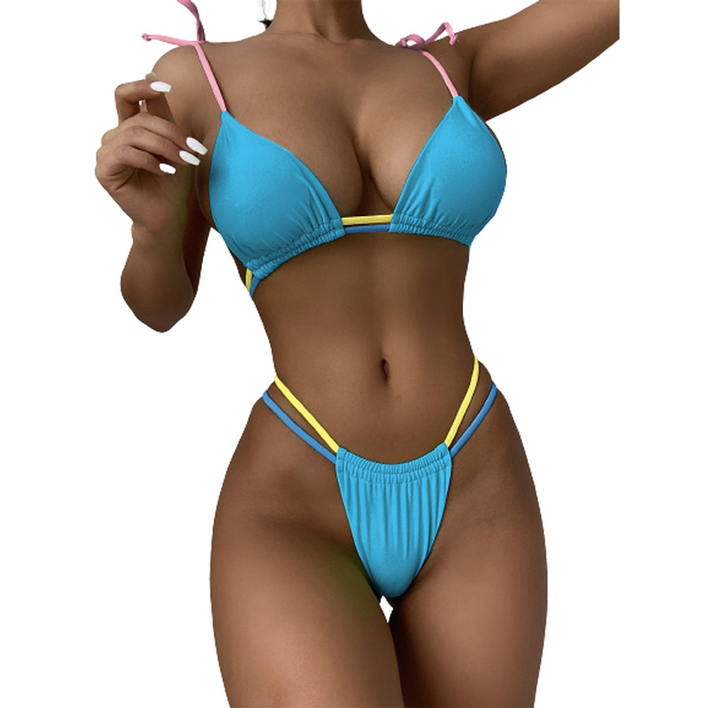 Women Brazilian Bikini 2 Piece Spaghetti Strap Top Thong Swimsuit Bathing Suit