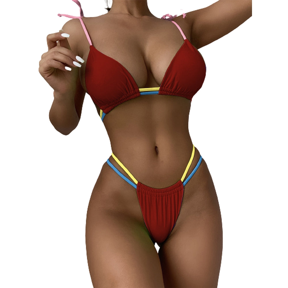 Women Brazilian Bikini 2 Piece Spaghetti Strap Top Thong Swimsuit Bathing Suit