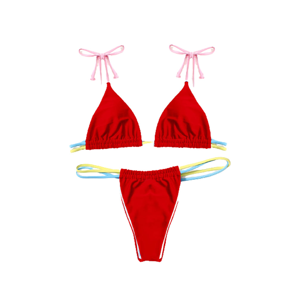 Women Brazilian Bikini 2 Piece Spaghetti Strap Top Thong Swimsuit Bathing Suit