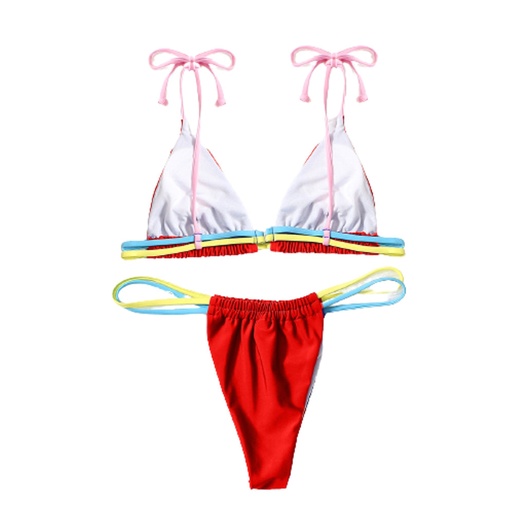 Women Brazilian Bikini 2 Piece Spaghetti Strap Top Thong Swimsuit Bathing Suit
