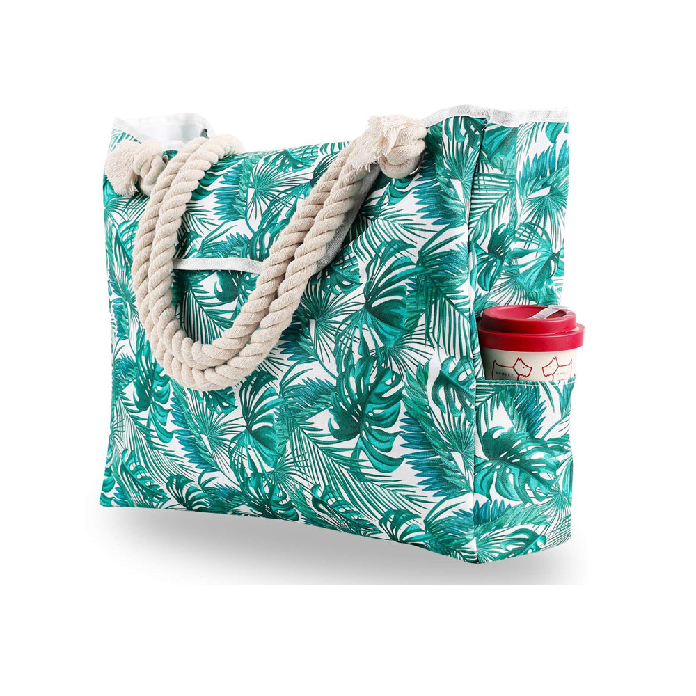 Women's Canvas Large Beach Bags with Zipper