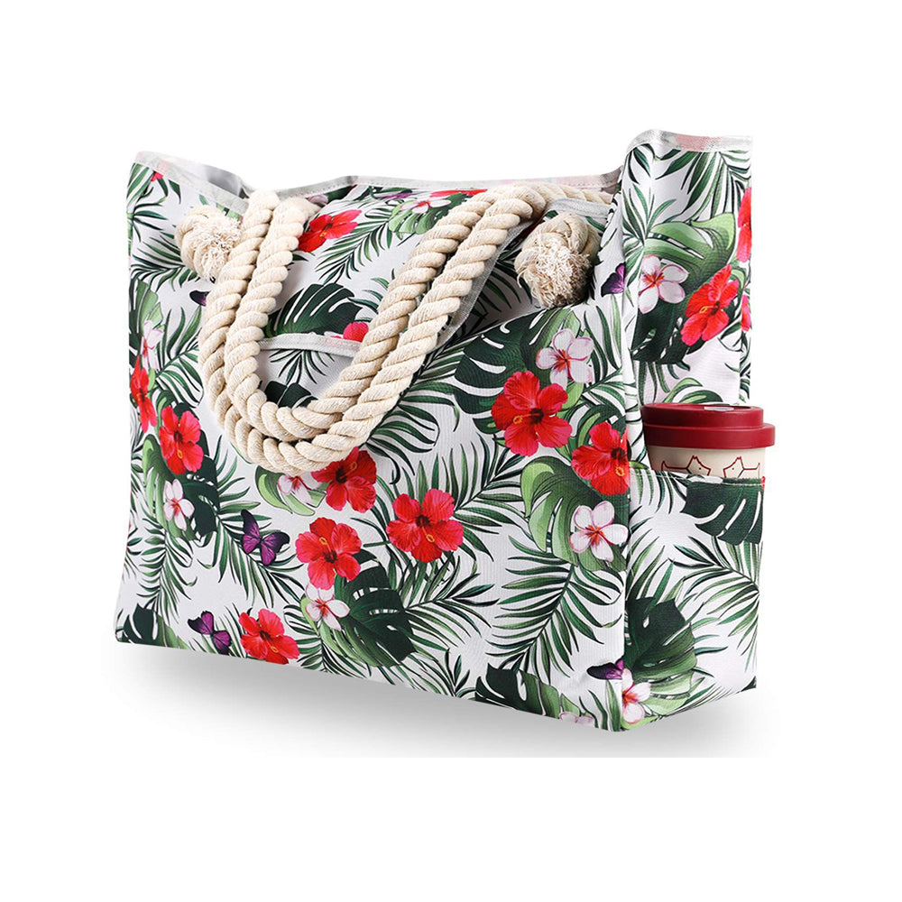 Women's Canvas Large Beach Bags with Zipper