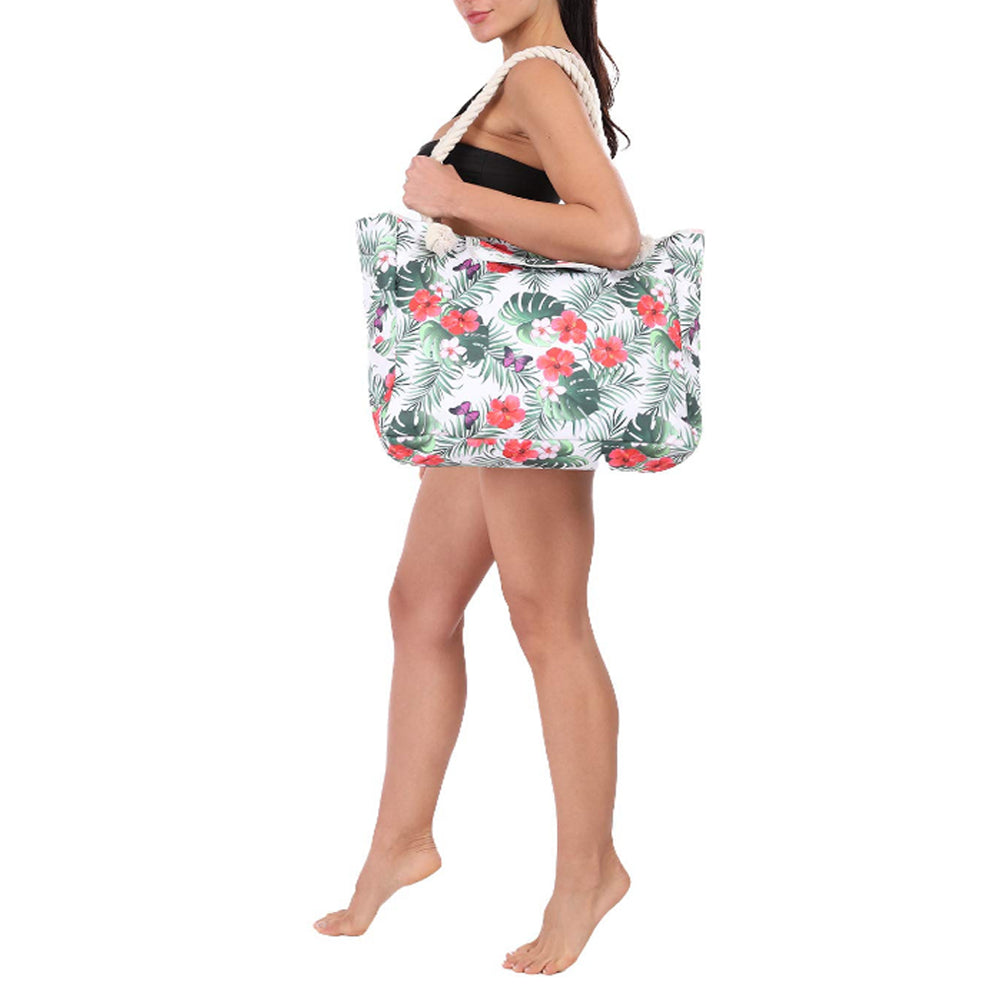 Women's Canvas Large Beach Bags with Zipper
