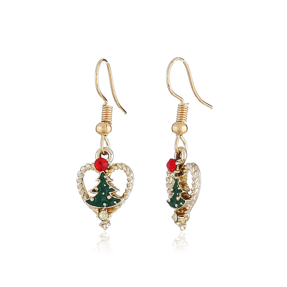 1Pair Women Christmas Heart Shape Dangle Drop Earring