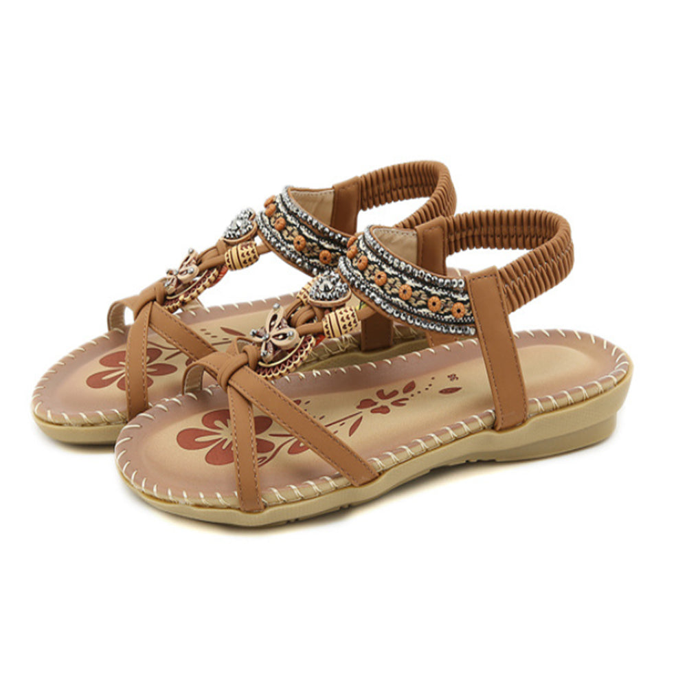 Women's T-Strap Bohemian Flat Sandals