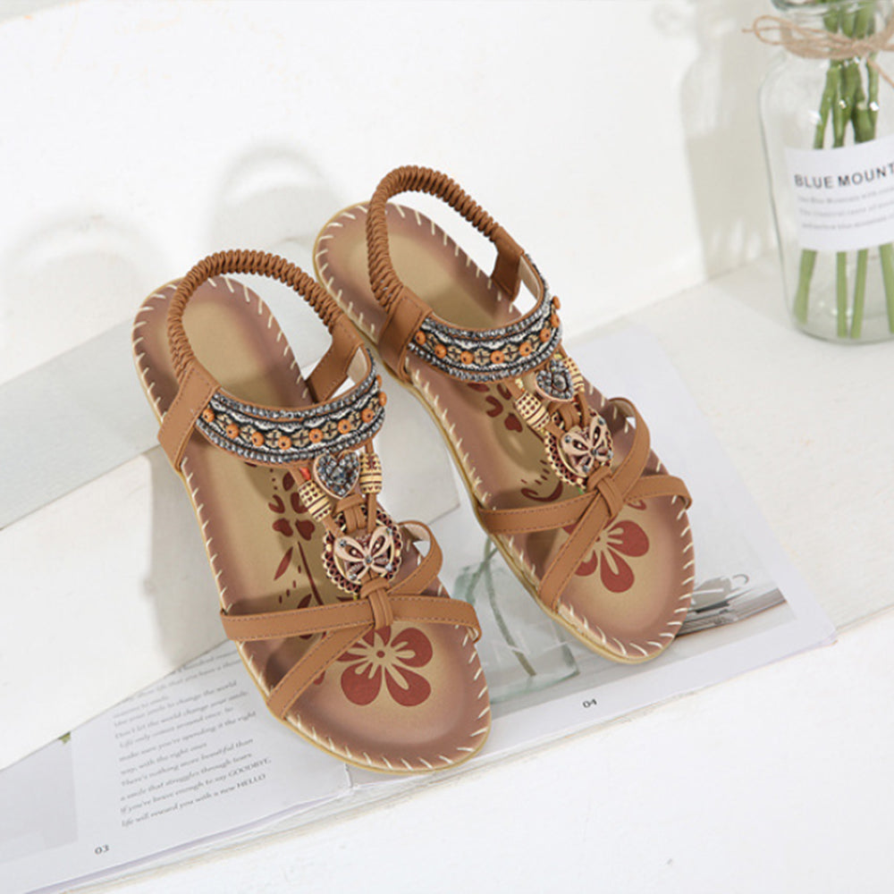 Women's T-Strap Bohemian Flat Sandals