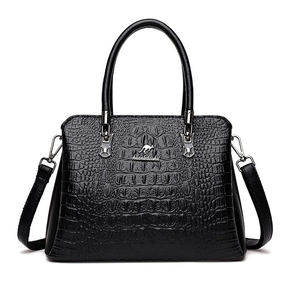 Women PU Leather Croc-Printed Handbag Ladies Office Shoulder Bag Crossbody Bag