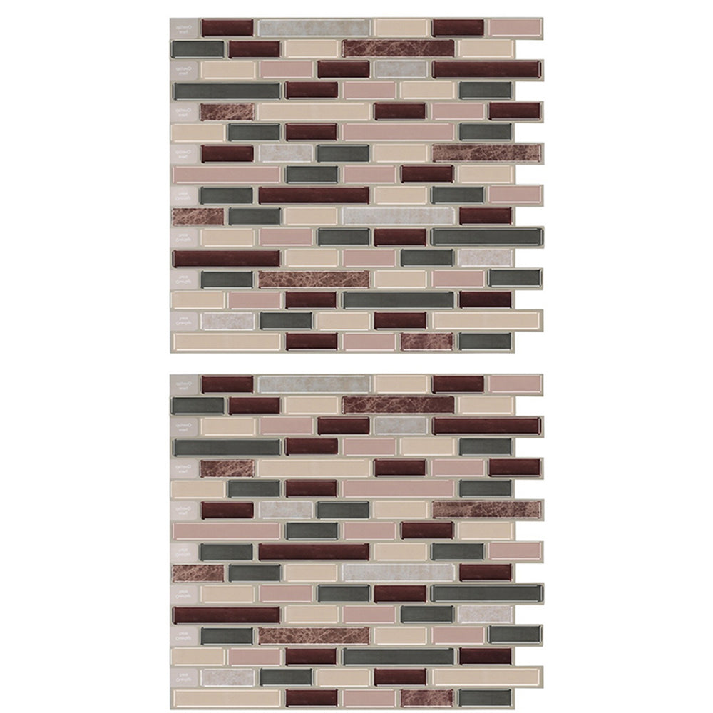 2pcs Kitchen Stick on Tile Stickers Bathroom 3D Mosaic Self Adhesive Wall Tiles