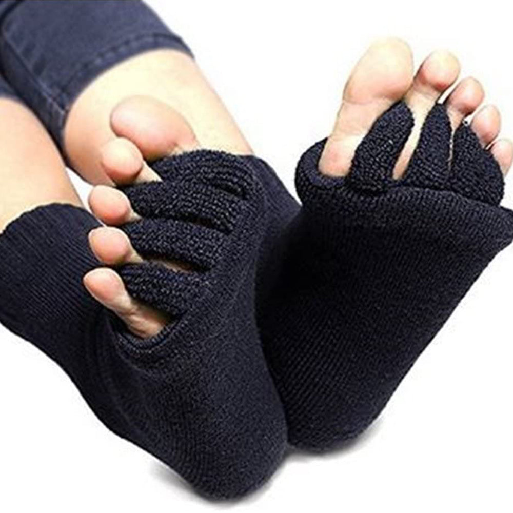 2 Pairs Ble Toe Foot Alignment Socks-Black & Red