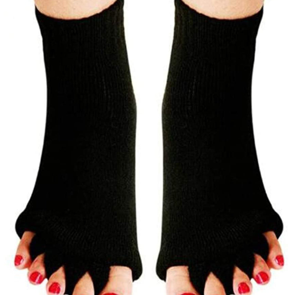 2 Pairs Ble Toe Foot Alignment Socks-Black & White