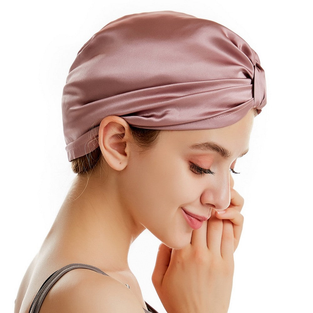 Women Silk Tied Knot Fashion Pleated Turban Cap