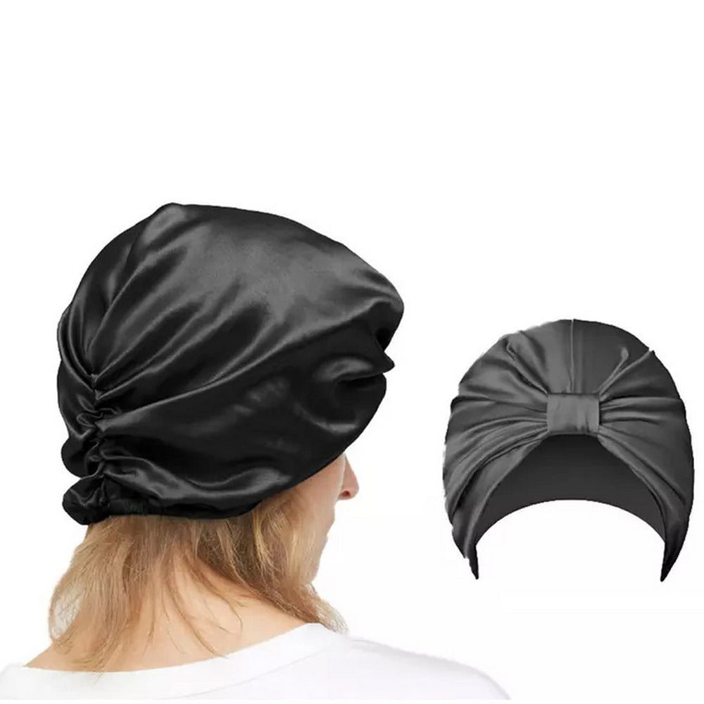 Women Silk Tied Knot Fashion Pleated Turban Cap