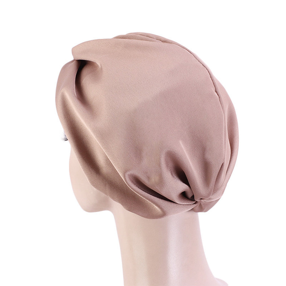 Women Satin Sleeping Cap Wrap Hair Bonnet Turban Elastic Headwear