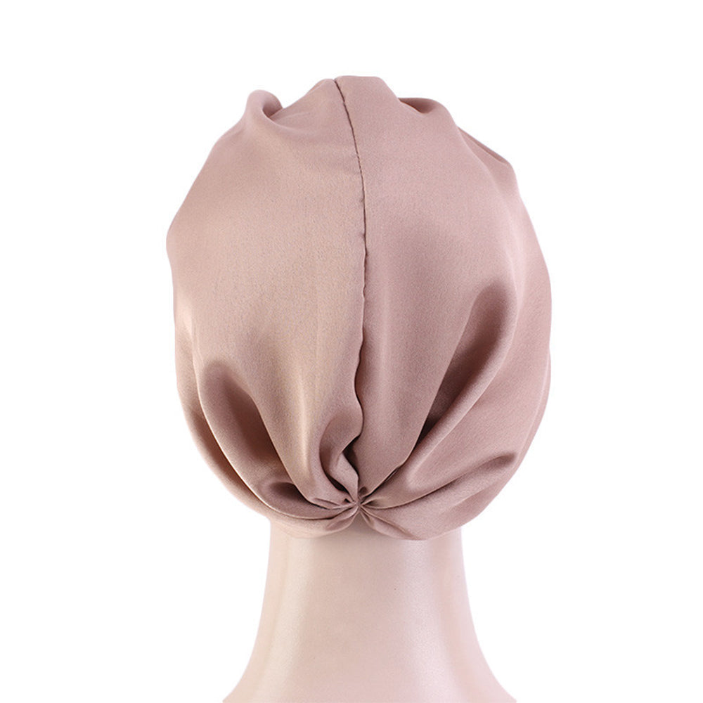 Women Satin Sleeping Cap Wrap Hair Bonnet Turban Elastic Headwear