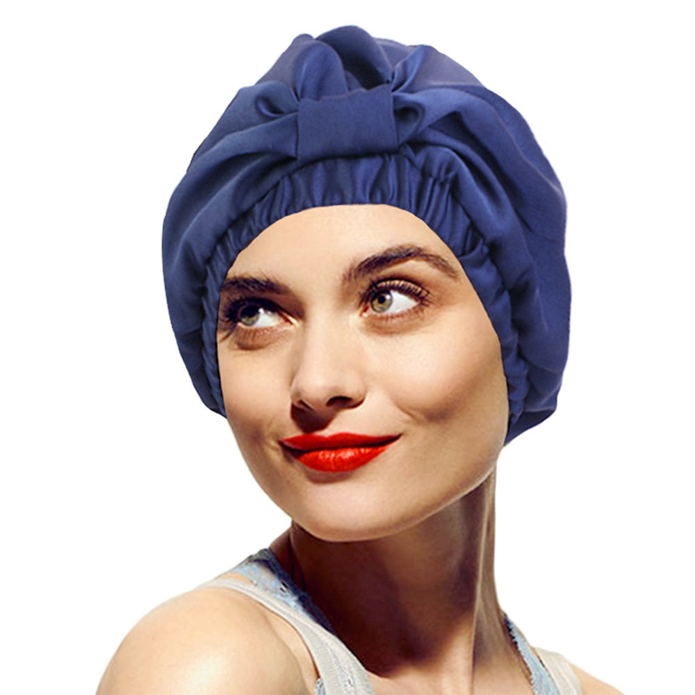 Women Satin Sleeping Cap Wrap Hair Bonnet Turban Elastic Headwear