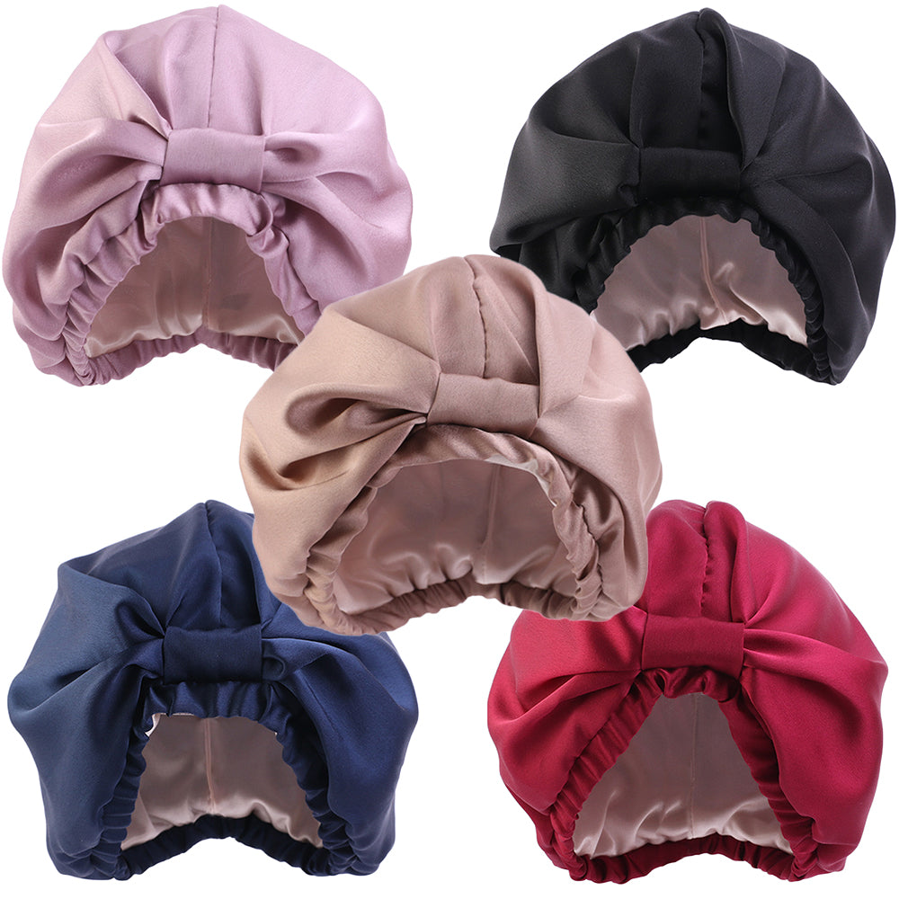 Women Satin Sleeping Cap Wrap Hair Bonnet Turban Elastic Headwear