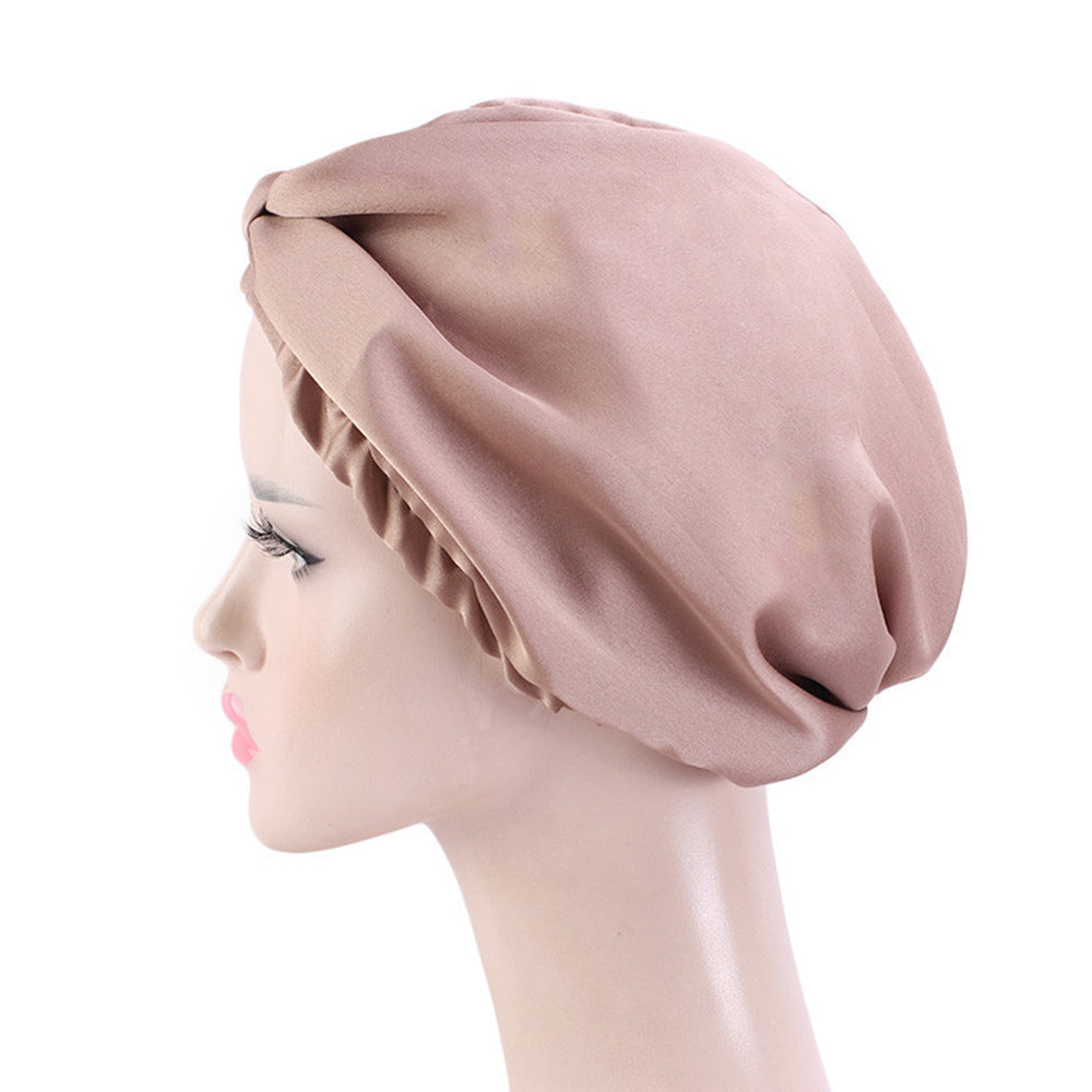Women Satin Sleeping Cap Wrap Hair Bonnet Turban Elastic Headwear