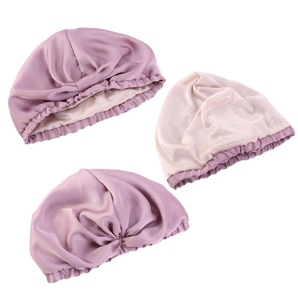 Women Satin Sleeping Cap Wrap Hair Bonnet Turban Elastic Headwear