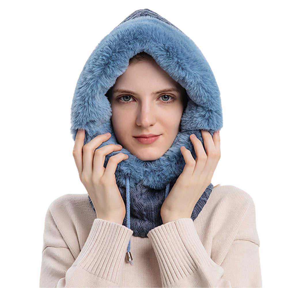 Women Winter Neck Warmer Hat Hooded Ski Snood Scarf Ski Face Mask