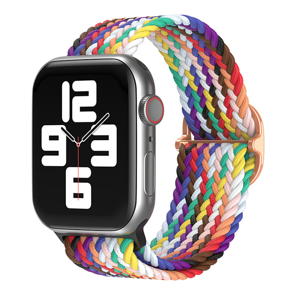 Elastic Nylon Braided Strap for Apple Watch Band Series 7 6 5 4 3 2 1 42/44/45mm