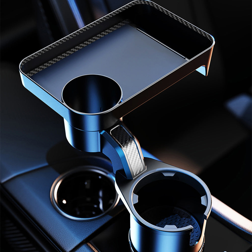 Car Cup Holder Expander with Attachable Tray 360 Rotating Car Drink Bottle