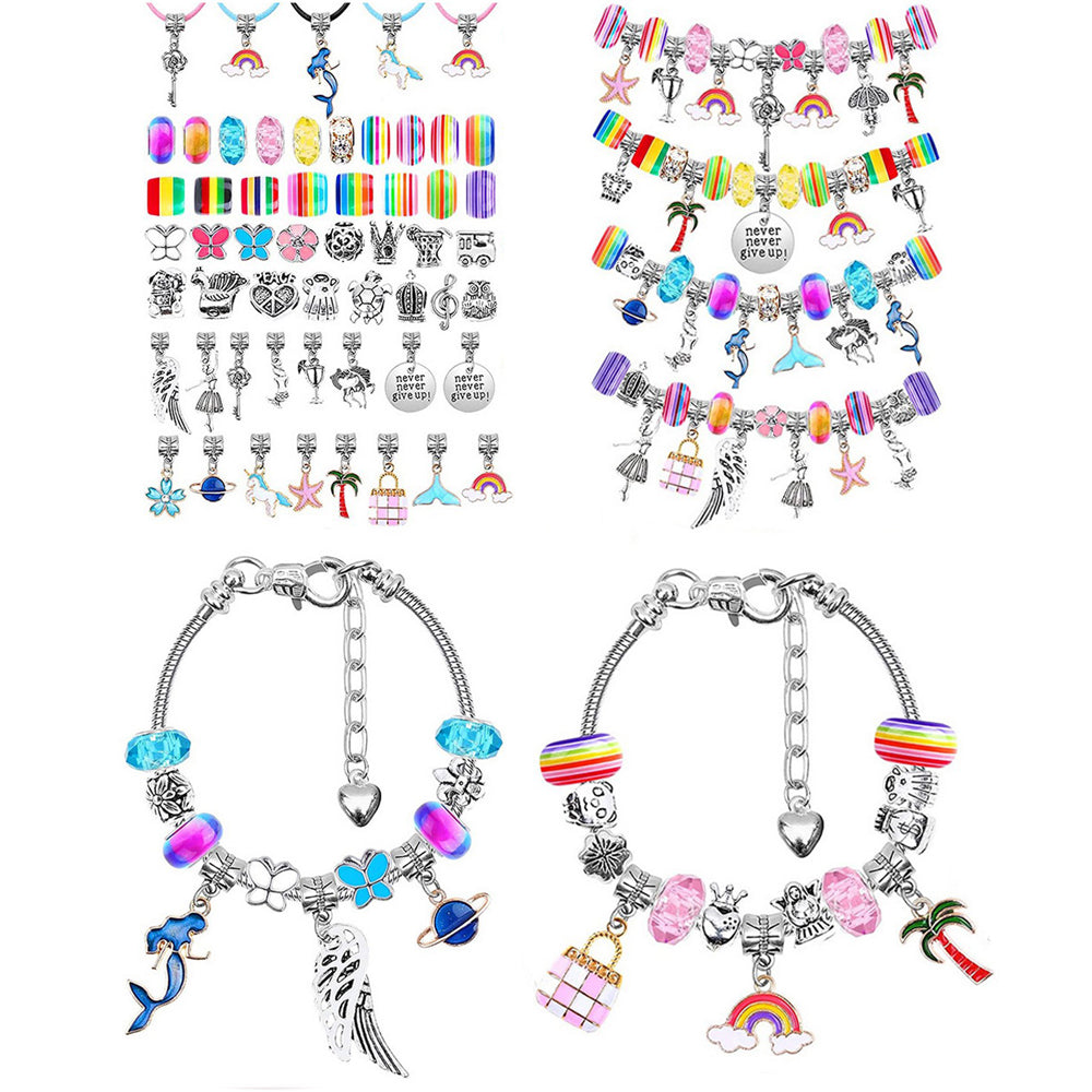 112pcs DIY Charm Jewelry Beads Crafts Bracelet Making Kit Gifts for Girls Xmas