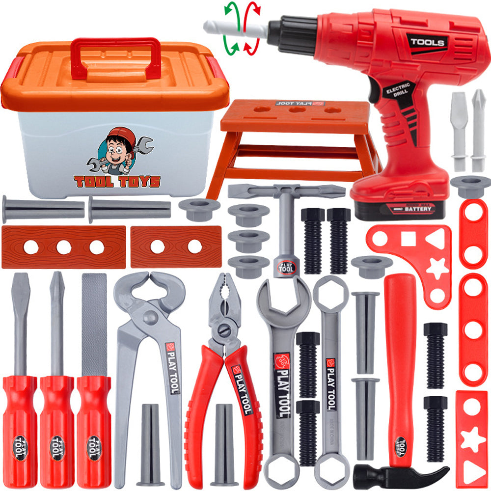 Kids Toolbox Set Durable Construction Tools 42 Piece Set