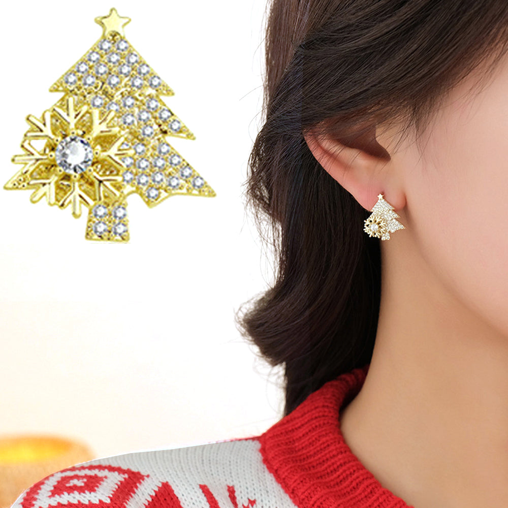 Christmas Tree Earrings Rotatable Snowflake Earrings