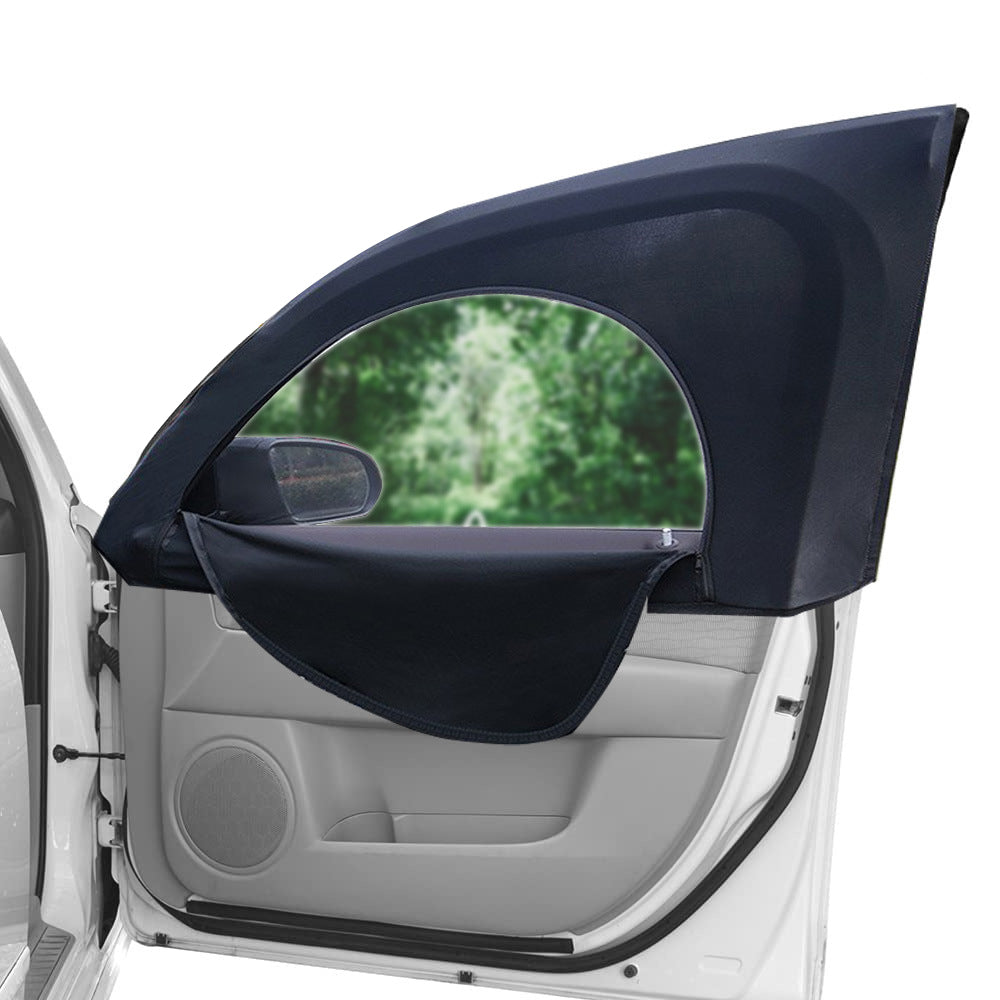 2Pcs Stretchable Car Side Windows Sun Shade with Zipper for Cars Front