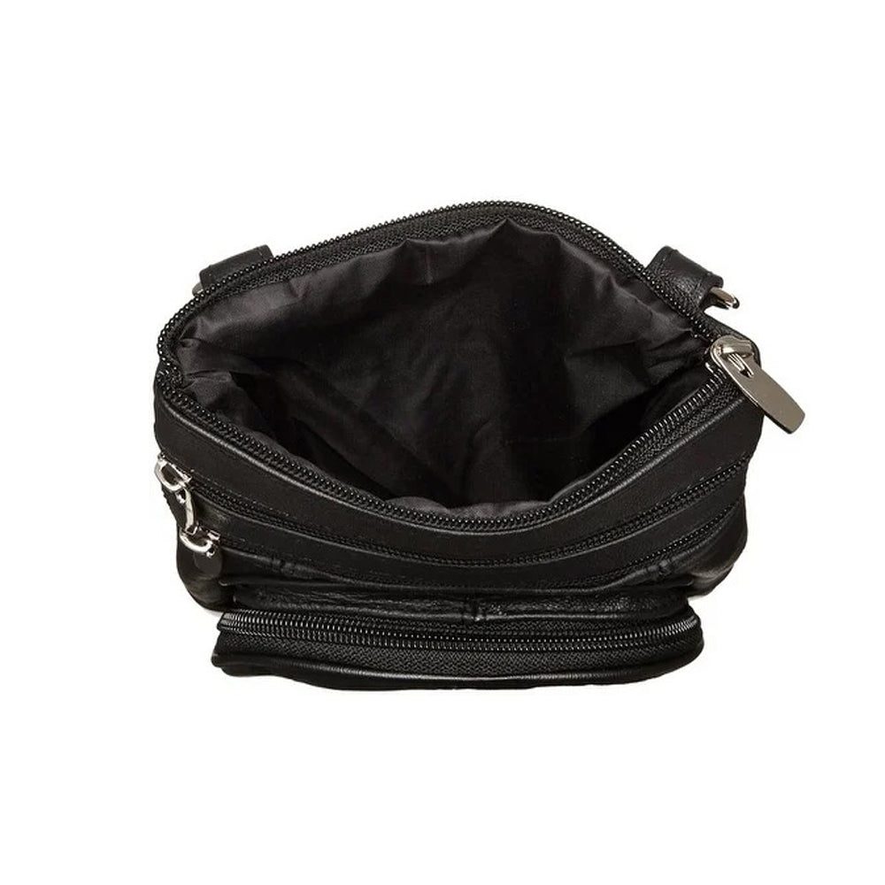 Womens Genuine Leather Multi-Pocket Crossbody Purse Bag