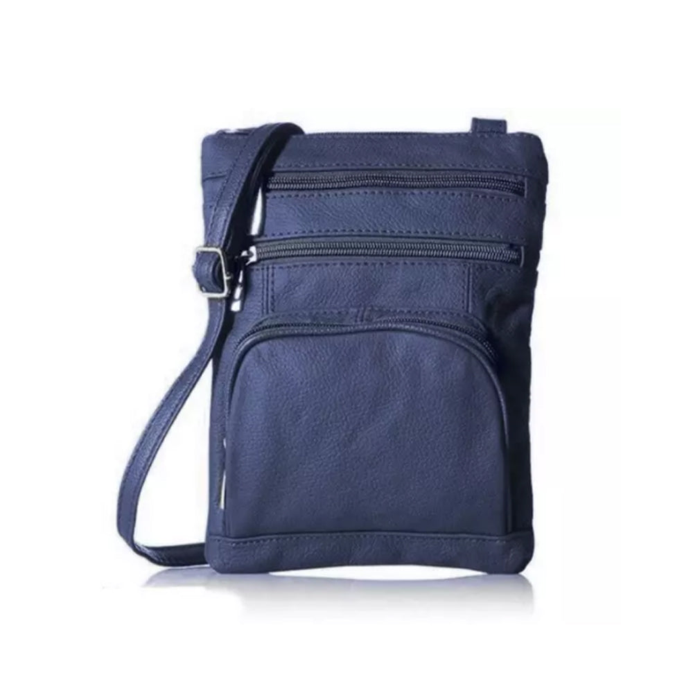 Womens Genuine Leather Multi-Pocket Crossbody Purse Bag