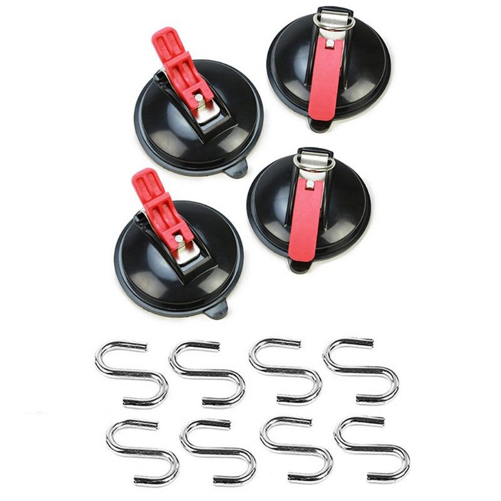 4Pcs Car Awning Suction Cup Anchor With S Hooks