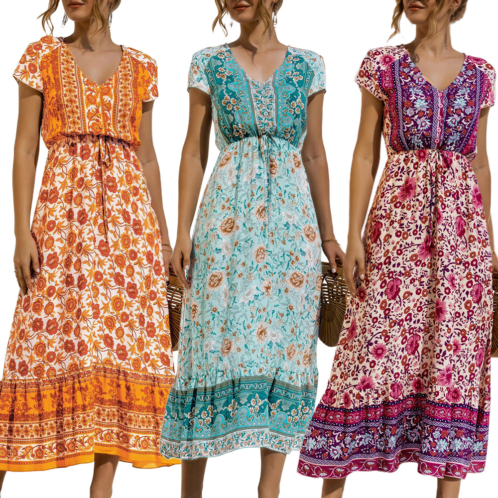 Women's Bohemian Floral Print Dress