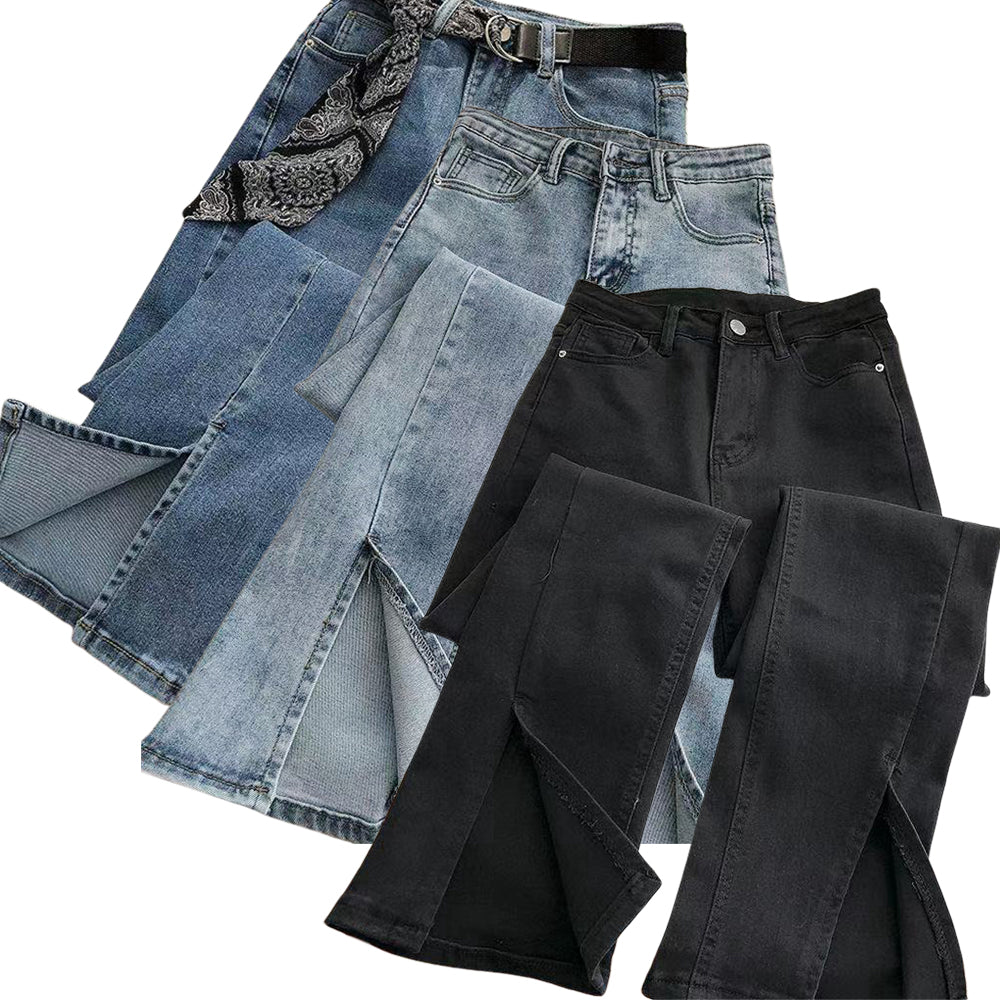 Women Casual High Waisted Flare Jeans