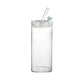 400ML Clear Glass Cup with Lid and Straw Square Glass Water Glass