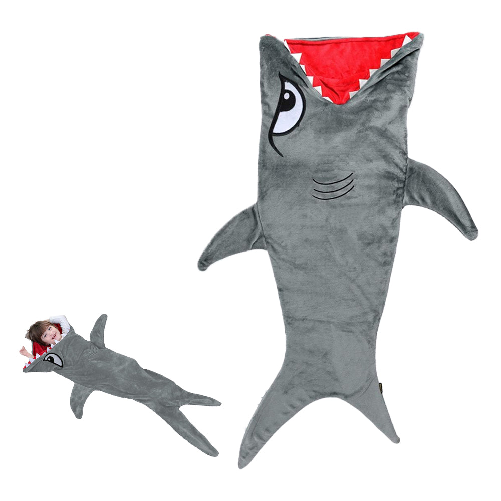 Shark Sleeping Bag Double Layer Plush Animal Blanket Pajamas Hoodie