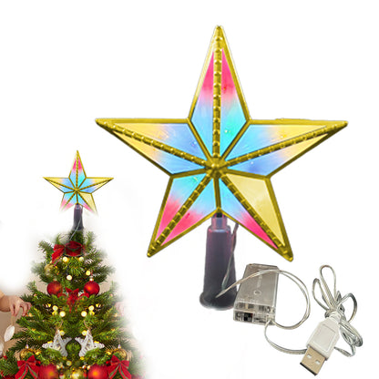 Led Pentagram Christmas Tree Top Light