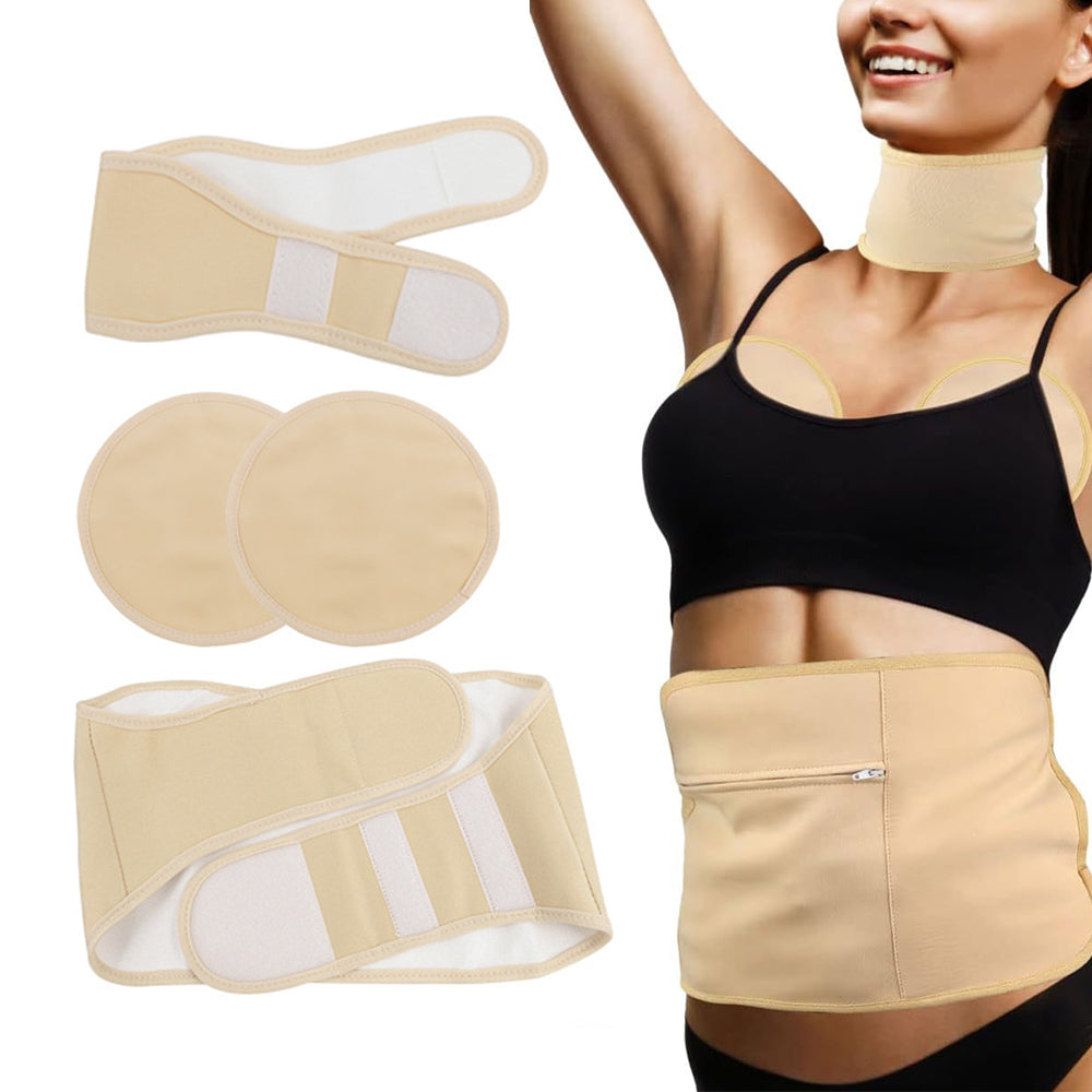 4 Pcs Reusable Castor Oil Wrap Kit for Waist Neck Breast