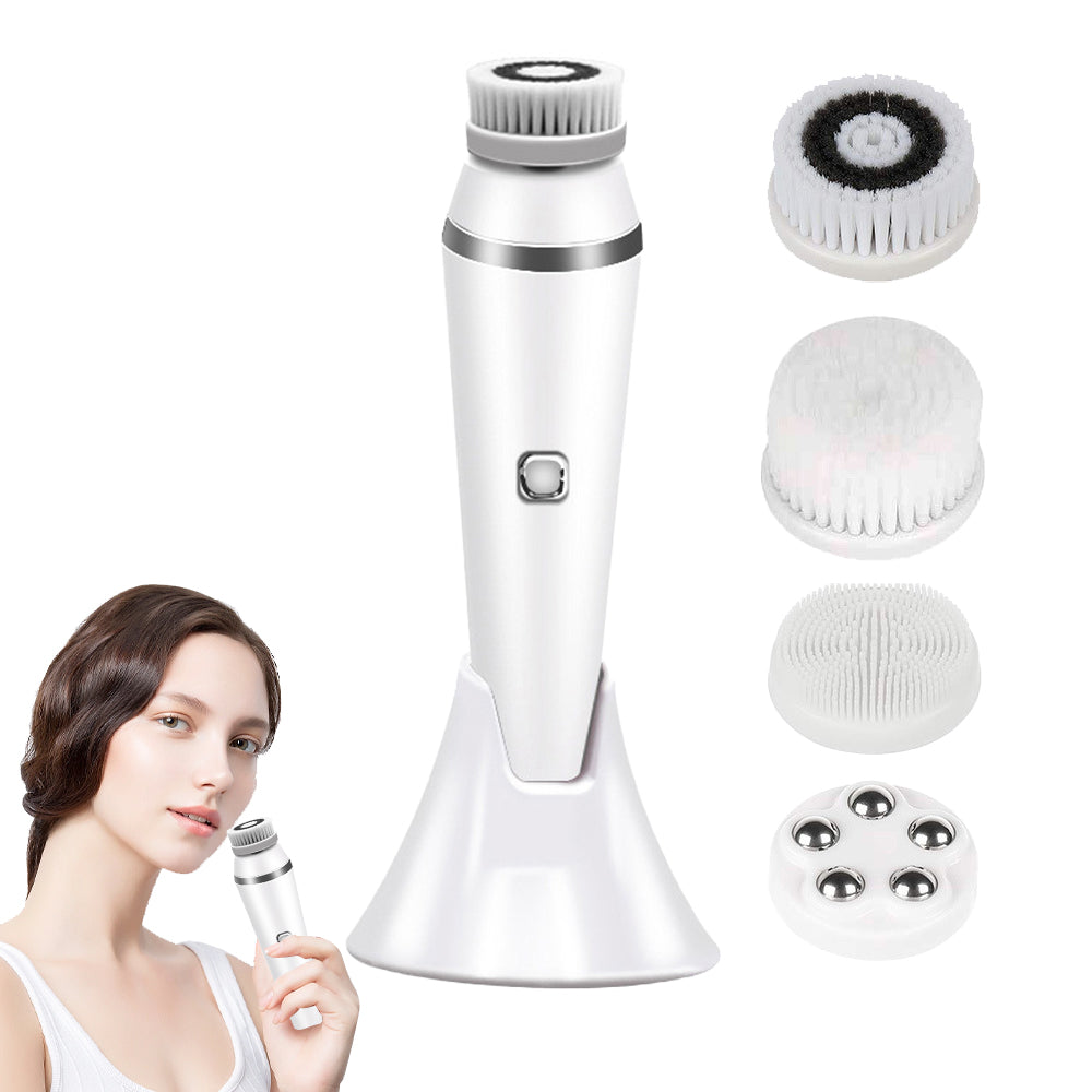 4-in-1 Electric Powered Facial Cleansing Brush Set for Skin Care and Beauty
