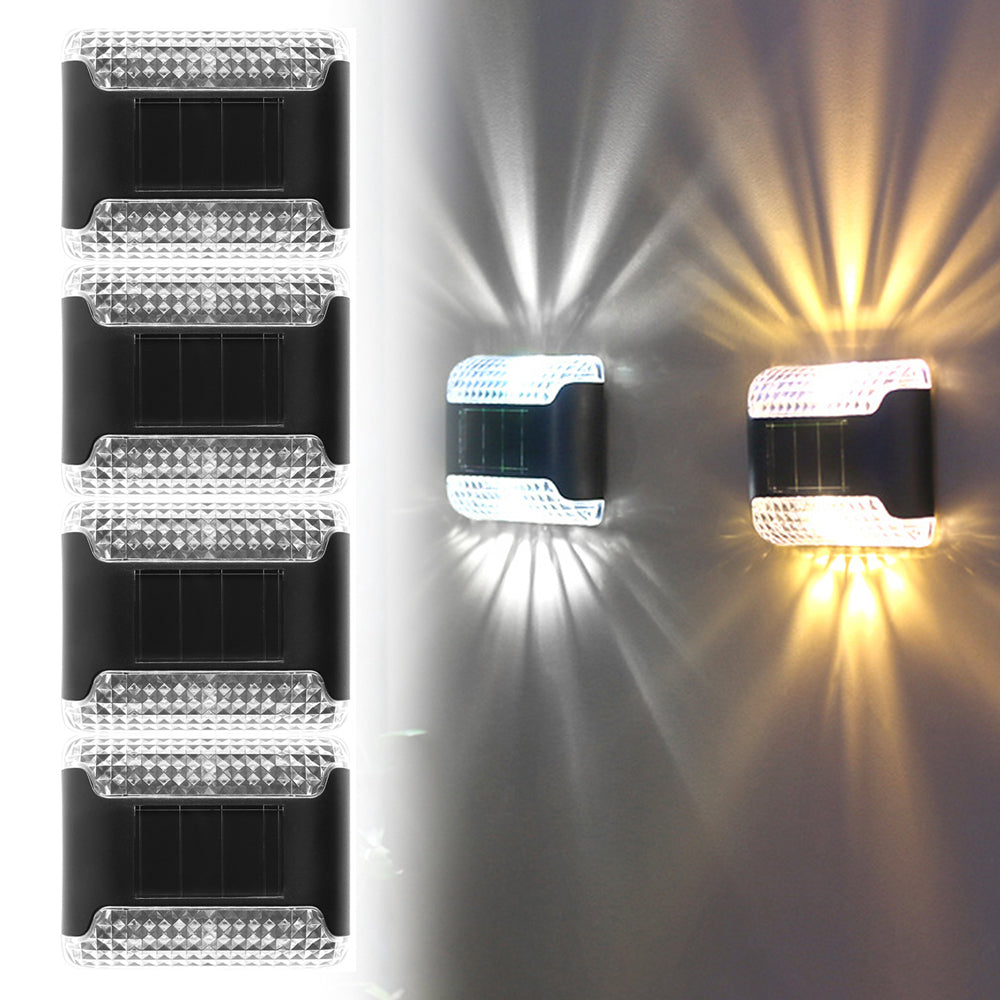 4 Pcs Solar Wall Lamp Outdoor Garden Wall LED Light Up and Down for Backyard