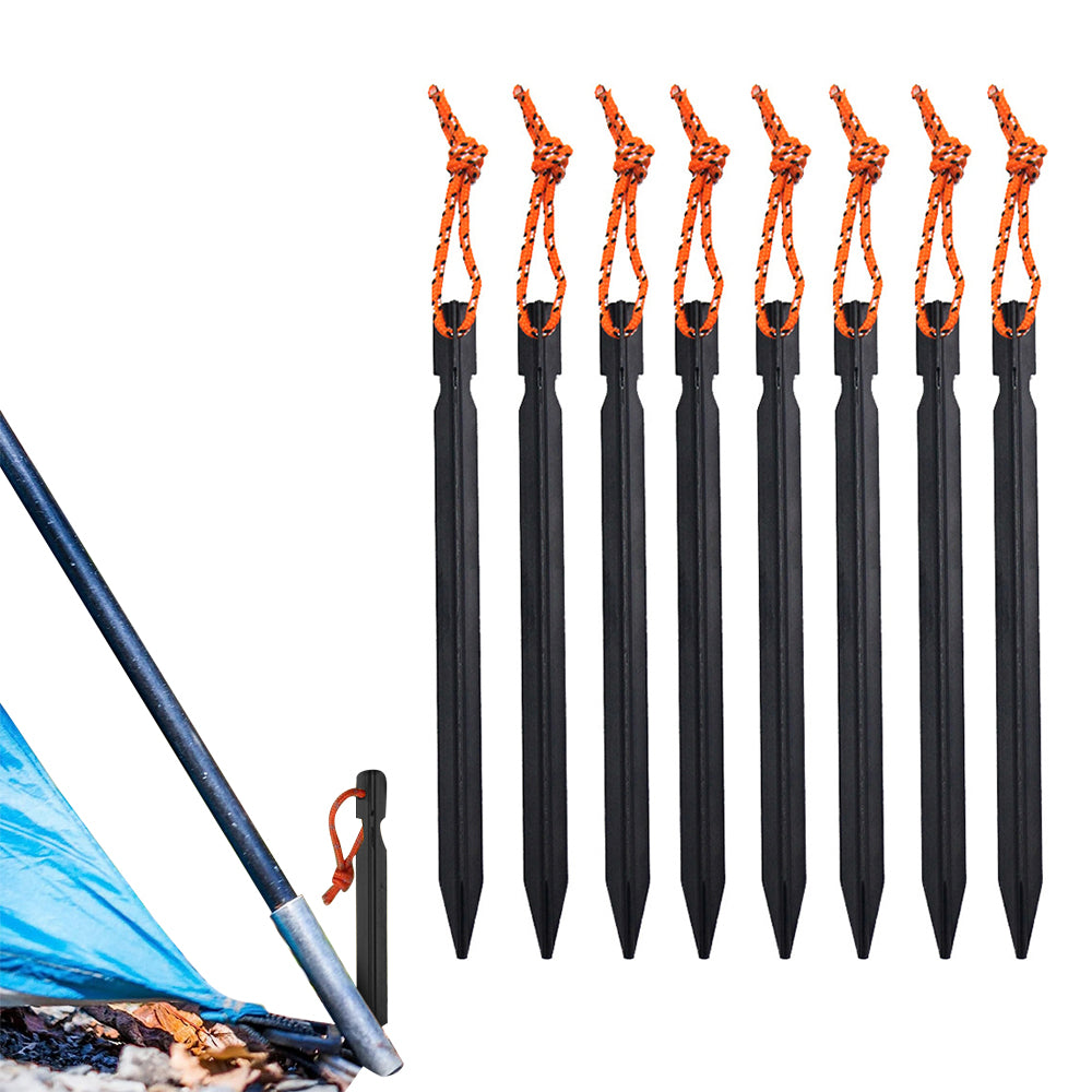 8Pcs Aluminum Alloy Tent Stakes Outdoor Camping Trip Tent Peg with Rope