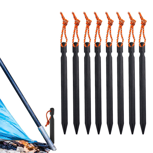 8Pcs Aluminum Alloy Tent Stakes Outdoor Camping Trip Tent Peg with Rope