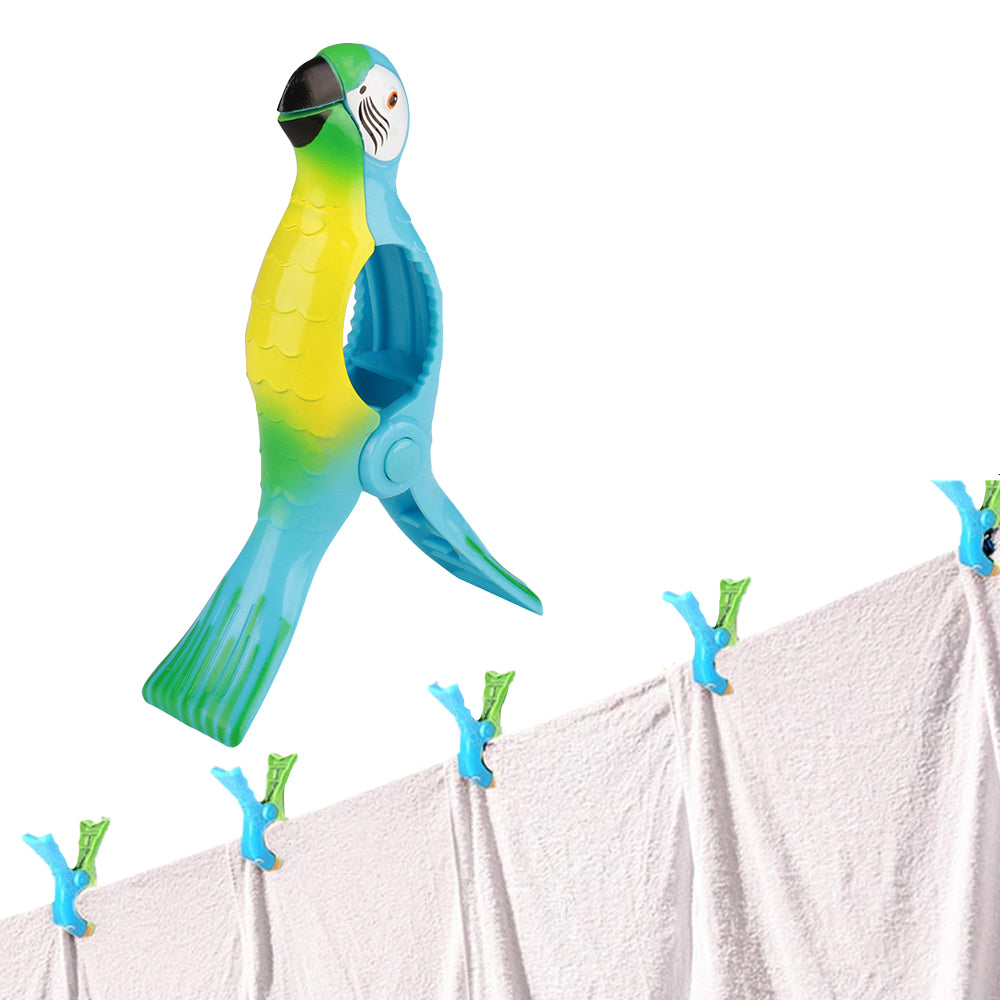 2Pcs Portable Flamingo Parrot Beach Towel Clip for Clothes Quilt Blanket Patio Pool