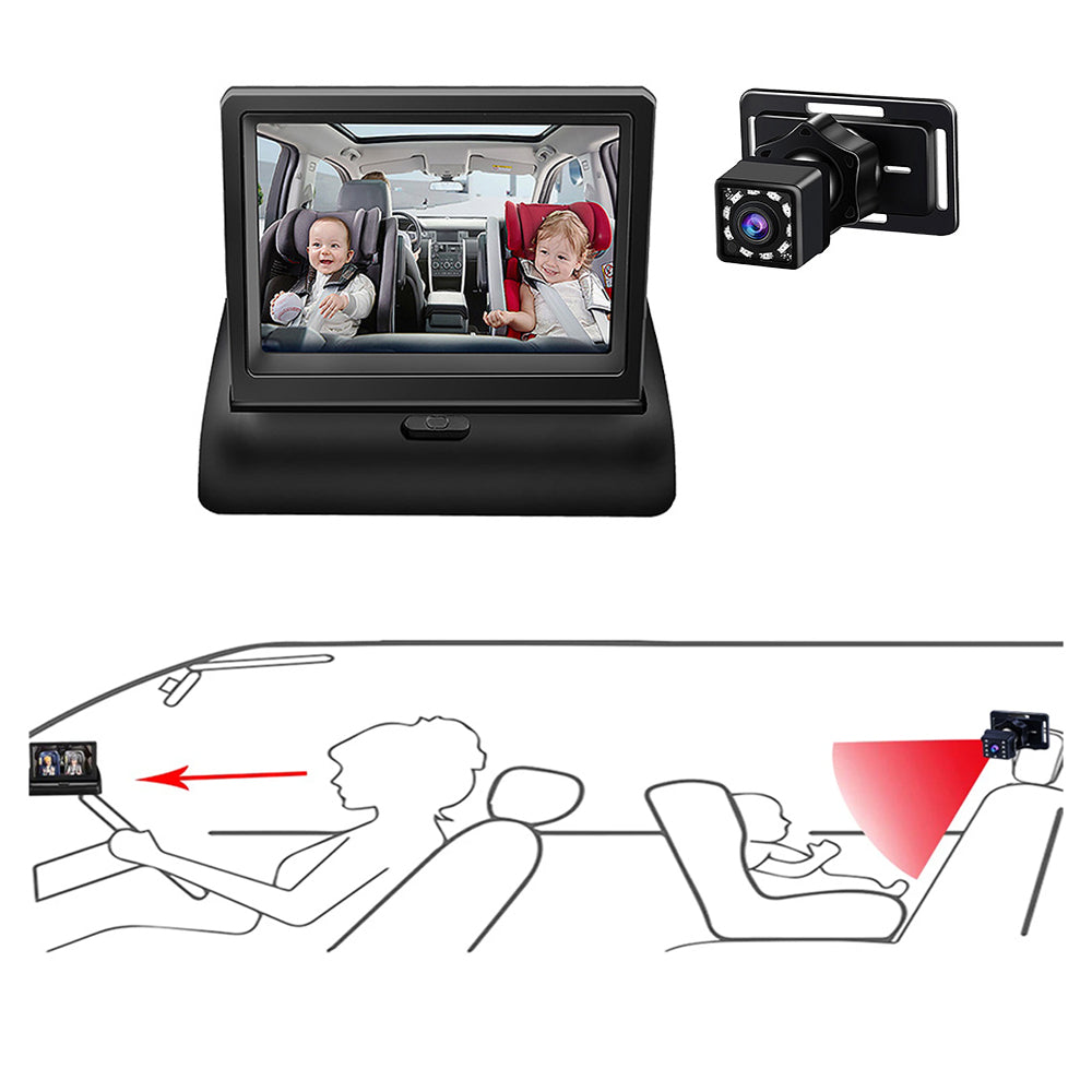 Kids Car Camera with 4.3 Inch Folding Monitor