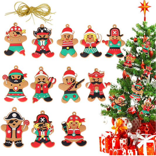 12Pcs Gingerbread Man Christmas Tree Hanging Pendants