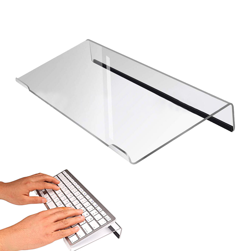 Clear Acrylic Tilted Computer Keyboard Holder for Easy Ergonomic Typing